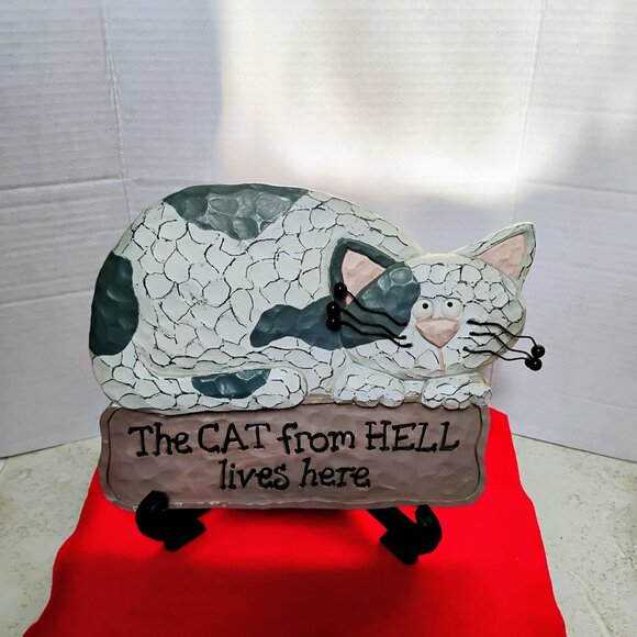 Cat Plaque Vintage 1996 Ganz (The CAT from HELL lives Here) - Picture 4 of 5